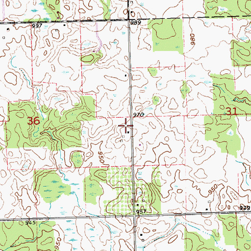 Topographic Map of Alfred Cemetery, MI