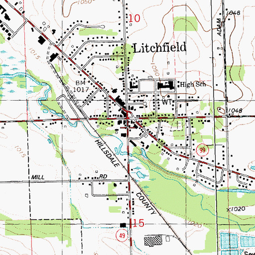 Topographic Map of Litchfield Post Office, MI