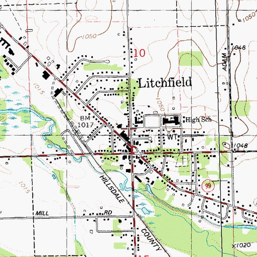 Topographic Map of Litchfield Library, MI