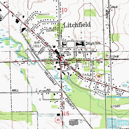 Topographic Map of Litchfield Police Dept, MI