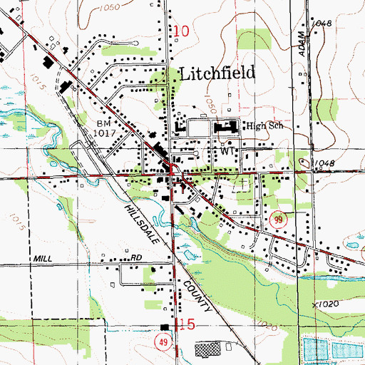 Topographic Map of Litchfield Fire Department, MI