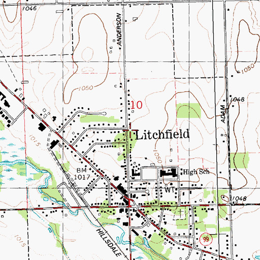 Topographic Map of Litchfield Family Health Clinic, MI