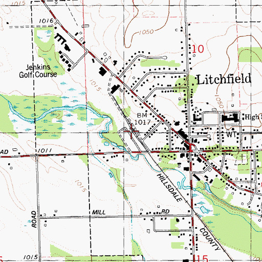 Topographic Map of Litchfield Station, MI
