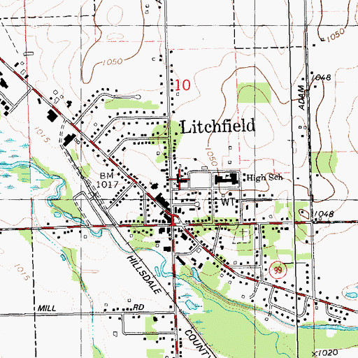 Topographic Map of Litchfield Elementary School, MI
