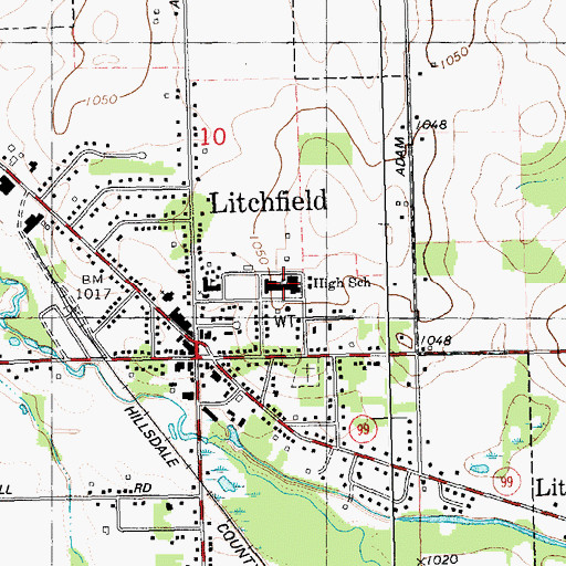 Topographic Map of Litchfield High School, MI