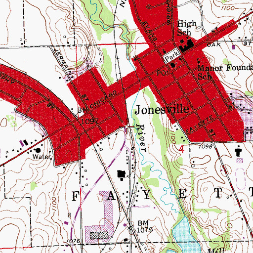 Topographic Map of Jonesville Health Care, MI