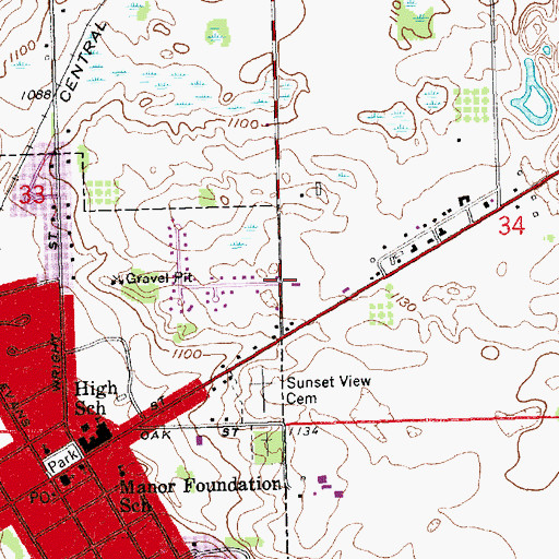 Topographic Map of United Methodist Church, MI