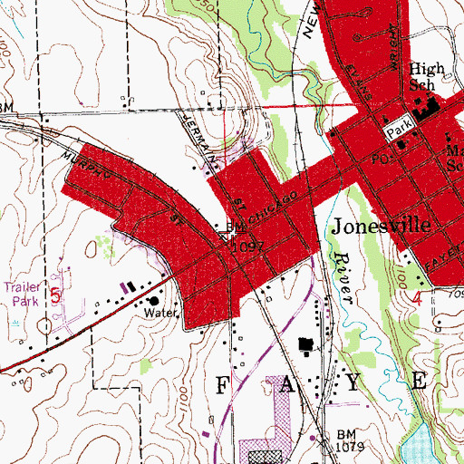 Topographic Map of Jonesville Station, MI