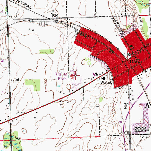 Topographic Map of Evergreen Estates Mobile Home Park, MI