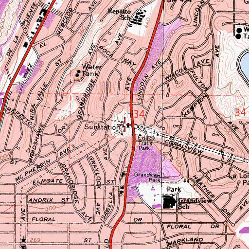 Topographic Map of Edison Trails Park, CA
