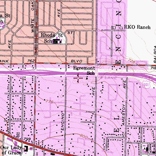 Topographic Map of Egremont School, CA