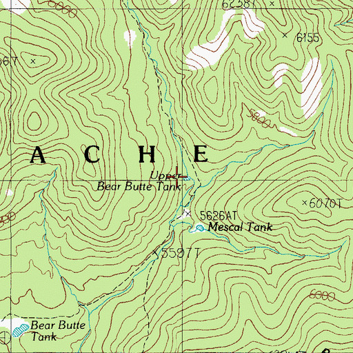 Topographic Map of Upper Bear Butte Tank, AZ