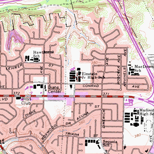 Topographic Map of Kroc Middle School, CA