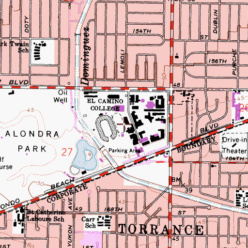 Topographic Map of El Camino Community College District, CA