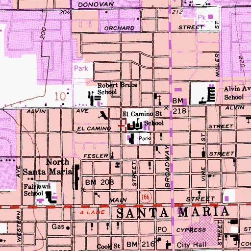 Topographic Map of El Camino Junior High School, CA