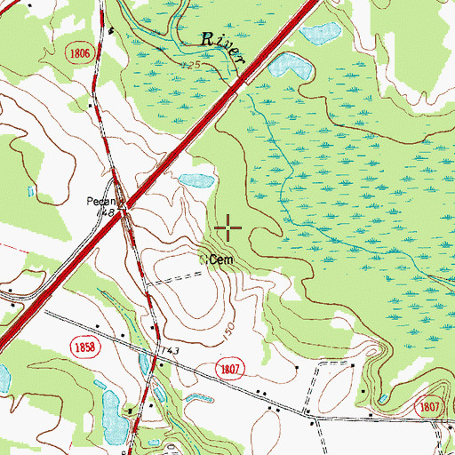 Topographic Map of Coharie State Designated Tribal Statistical Area, NC