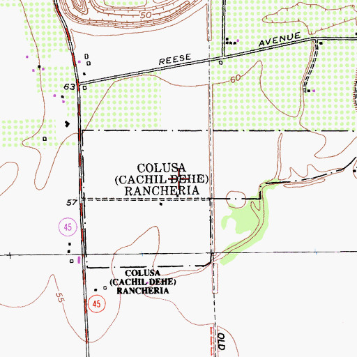 Topographic Map of Colusa Rancheria, CA