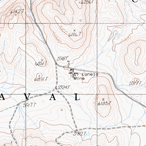 Topographic Map of El Conejo Mine, CA