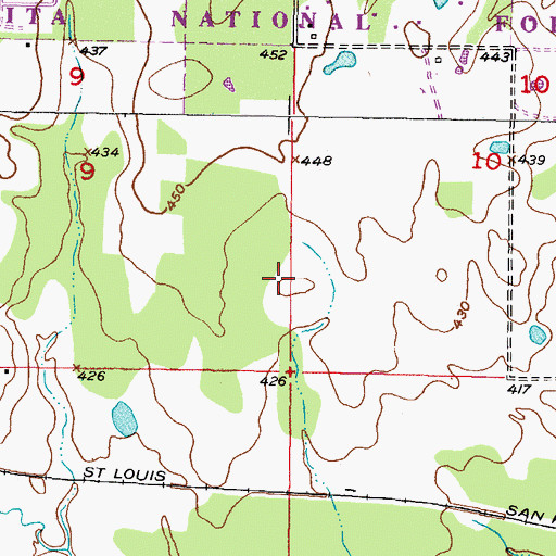 Topographic Map of County District 1, OK