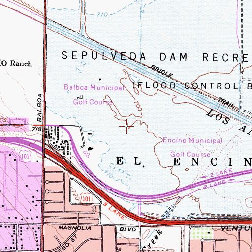 Topographic Map of El Encino, CA