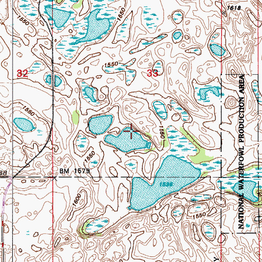 Topographic Map of Fort Totten District, ND