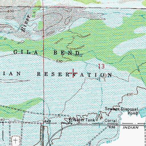 Topographic Map of Gila Bend District, AZ