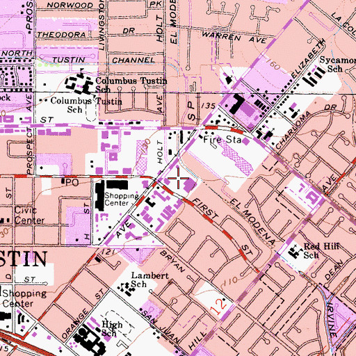 Topographic Map of El Modena Irvine Channel, CA