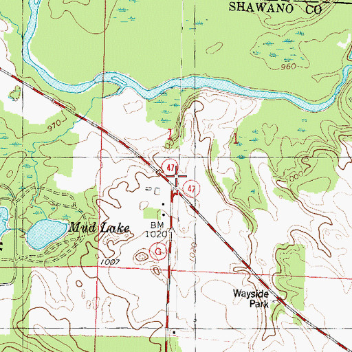 Topographic Map of Menominee Reservation/Stockbridge Munsee Community joint-use area (historical), WI