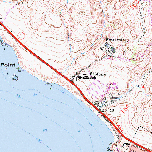 Topographic Map of El Morro Elementary School, CA