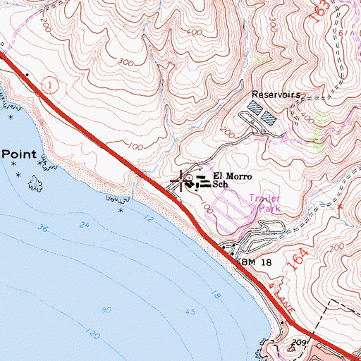 Topographic Map of El Morro Elementary School, CA