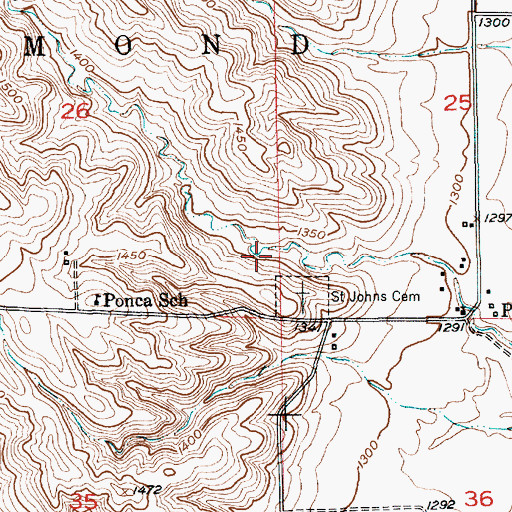 Topographic Map of Ponca Trust Land, NE