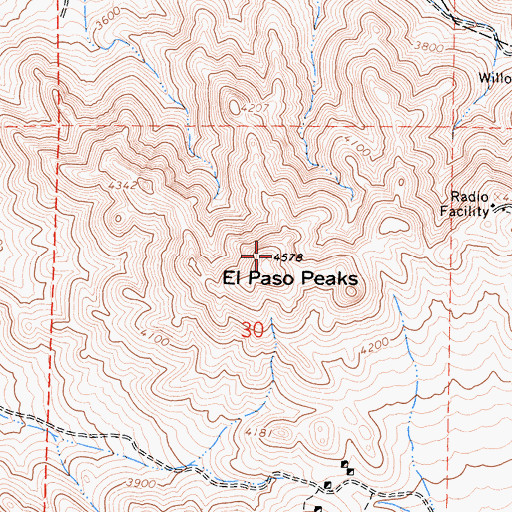 Topographic Map of El Paso Peaks, CA