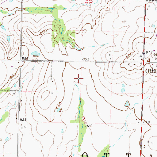 Topographic Map of Ottawa Oklahoma Tribal Statistical Area, OK