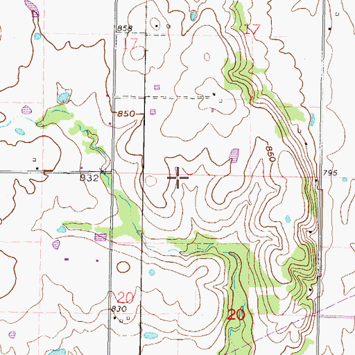 Topographic Map of Peoria Oklahoma Tribal Statistical Area, OK