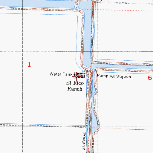 Topographic Map of El Rico Ranch, CA