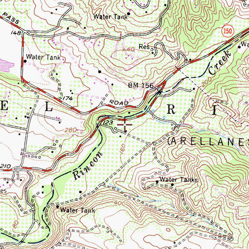 Topographic Map of El Rincon, CA