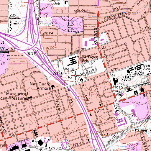 Topographic Map of El Toyon Park, CA