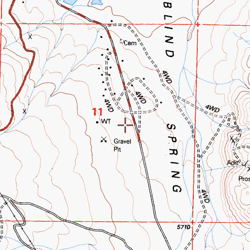 Topographic Map of Benton Paiute Reservation, CA