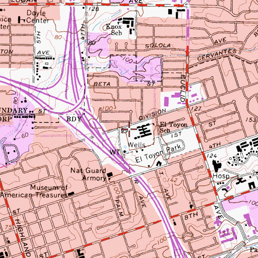 Topographic Map of New Horizons School, CA