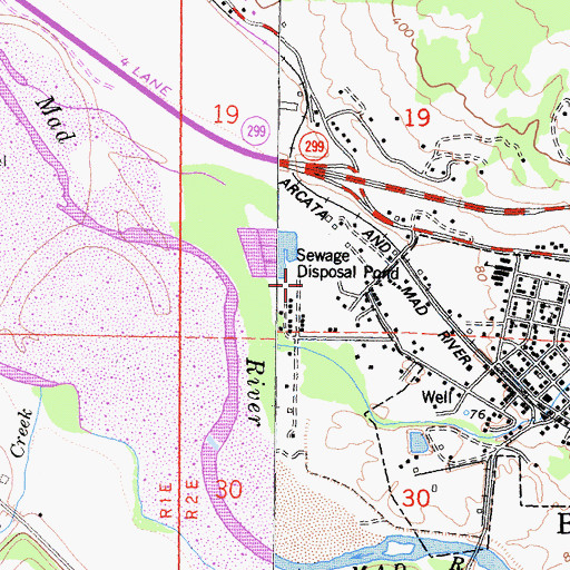 Topographic Map of Blue Lake Rancheria, CA