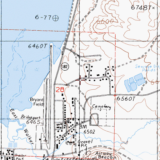Topographic Map of Bridgeport Reservation, CA