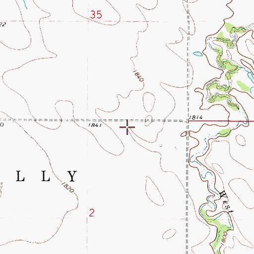 Topographic Map of Bull Creek Segment, SD
