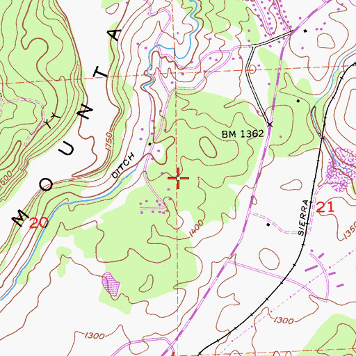 Topographic Map of Chicken Ranch Rancheria, CA
