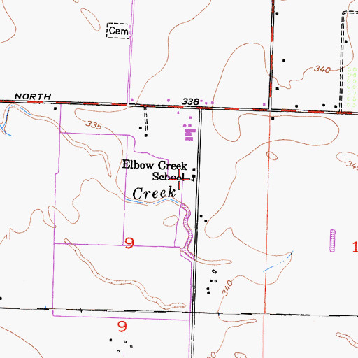 Topographic Map of Elbow Creek School, CA