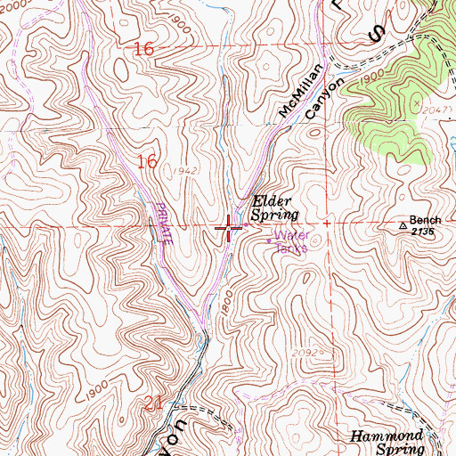 Topographic Map of Elder Spring, CA