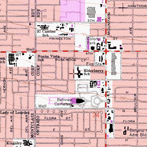 Topographic Map of Elderberry Elementary School, CA