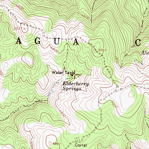 Topographic Map of Elderberry Springs, CA