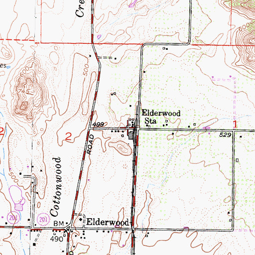 Topographic Map of Elderwood Station, CA