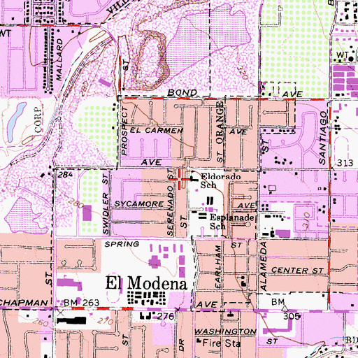 Topographic Map of Eldorado School, CA