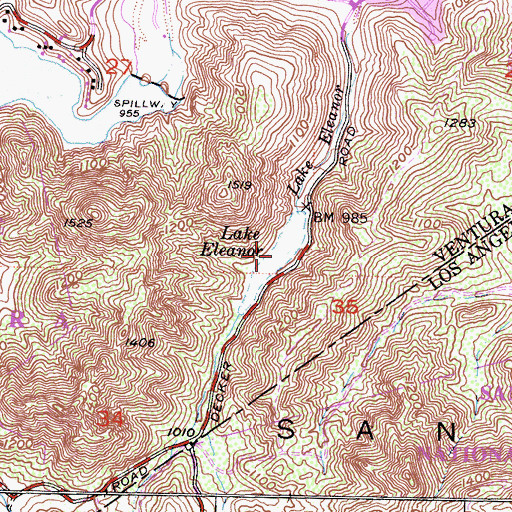 Topographic Map of Lake Eleanor, CA